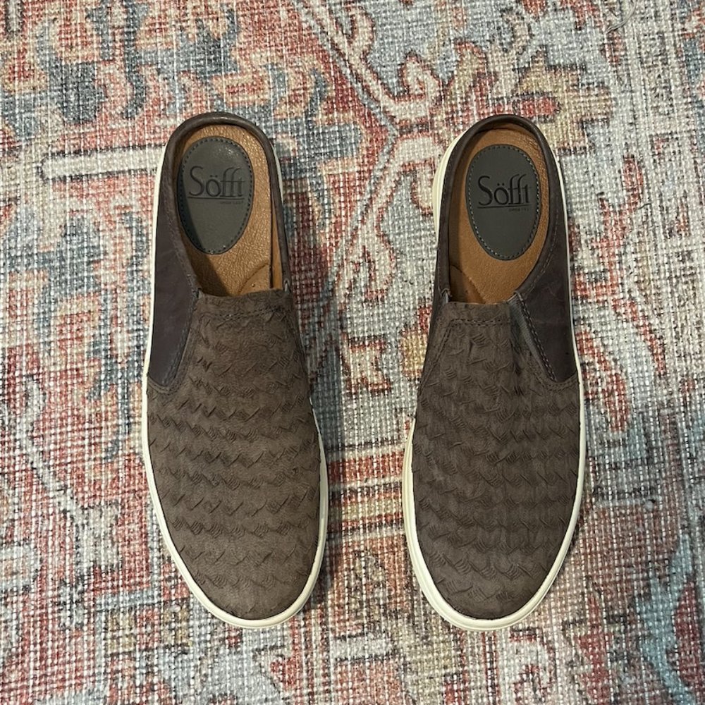 NEW - Sofft Slide on Sneakers - Suede Top